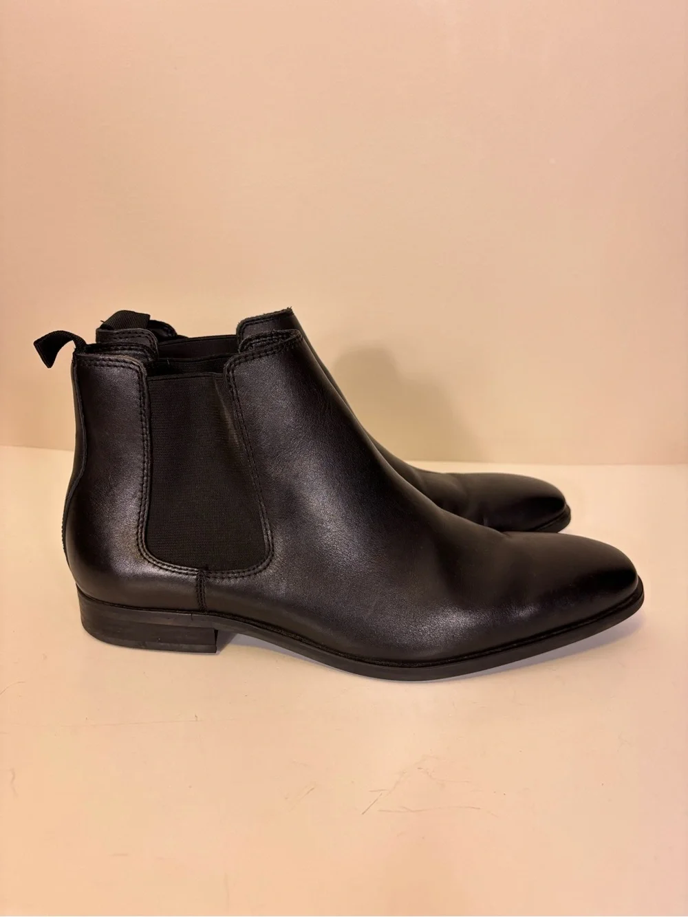 Nordstrom Black Leather Chelsea Pull On Boots Mens 10.5